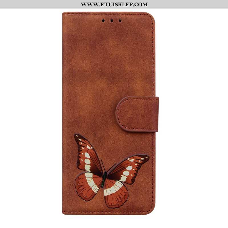 Etui Folio do Xiaomi 12 Pro Motyl Dotykający Skóry